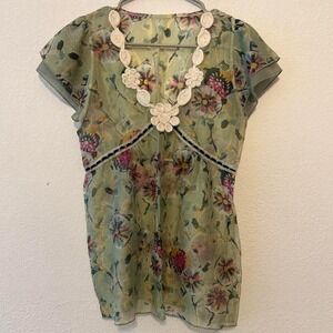 Cottagecore Floral sheer lightweight fairy babydoll top no tag will fit size M-L